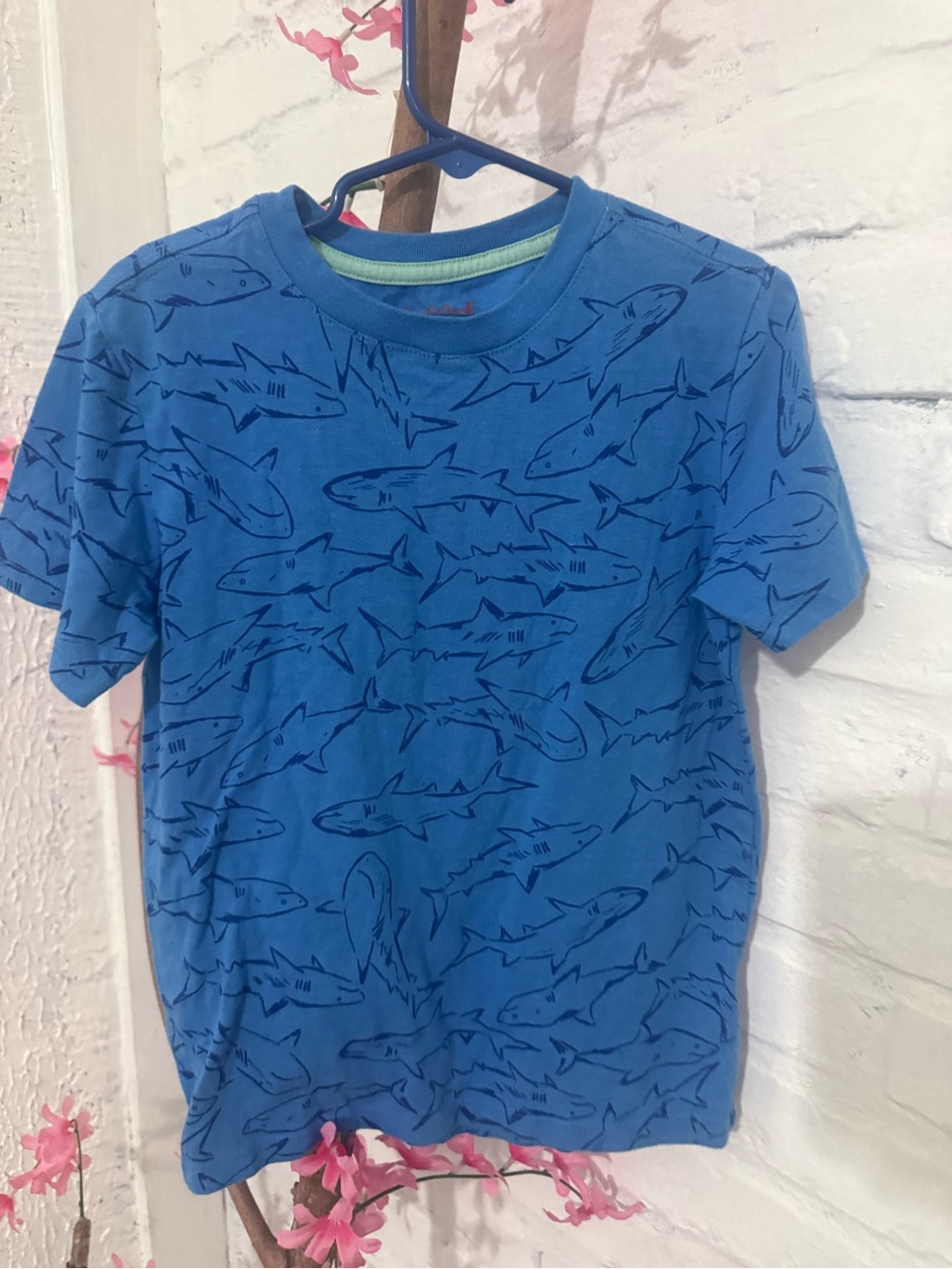 Cat & Jack Light Blue Short Sleeve Tee with Navy Graphic